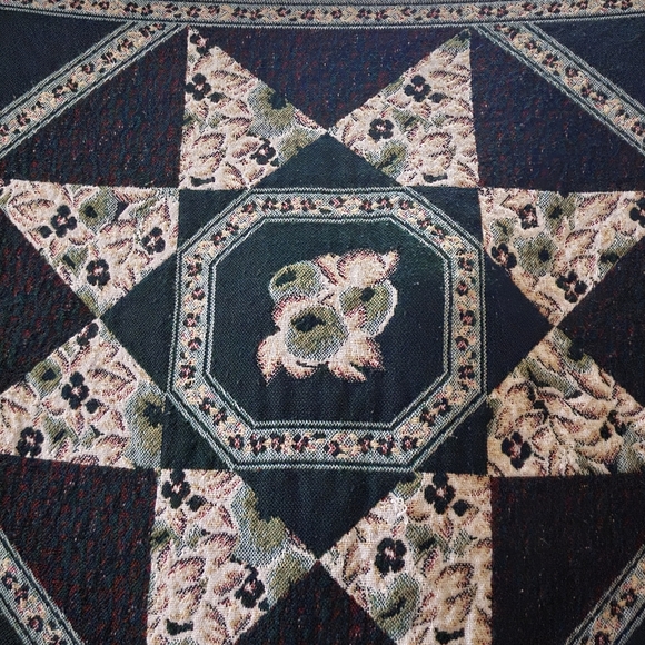 Vintage Floral & Apple Tapestry Fringe Blanket By Beacon Blanket Company - Picture 4 of 7